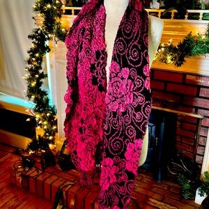 Stunning fuchsia pink and black scarf 70 inches long